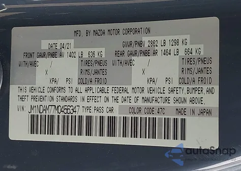 2021 Mazda Mx-5 Miata Rf Grand Touring from USA, damaged, VIN JM1NDAM77M0456347